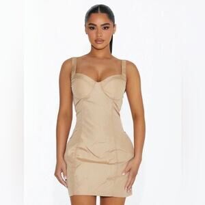 Naked Wardrobe Beige Corset Mini Dress - XS
